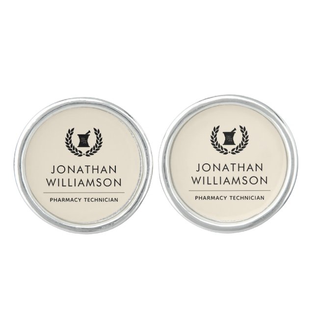 Custom Elegant Pharmacist Pharmacy Tech Staff Cufflinks (Front)
