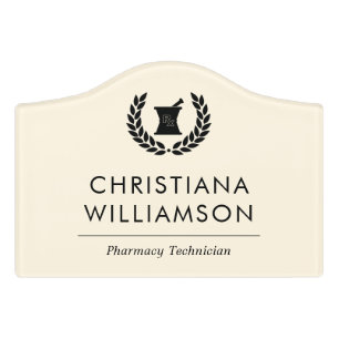 Custom Elegant Pharmacist Pharmacy Tech Staff Door Sign