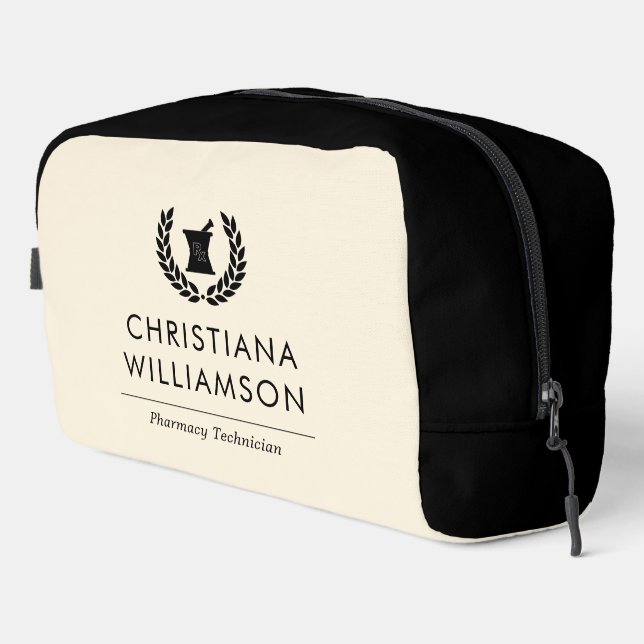 Custom Elegant Pharmacist Pharmacy Tech Staff Dopp Kit (Right Corner)