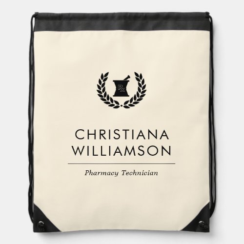 Custom Elegant Pharmacist Pharmacy Tech Staff Drawstring Bag