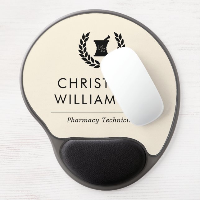 Custom Elegant Pharmacist Pharmacy Tech Staff Gel Mouse Pad (Left Side)