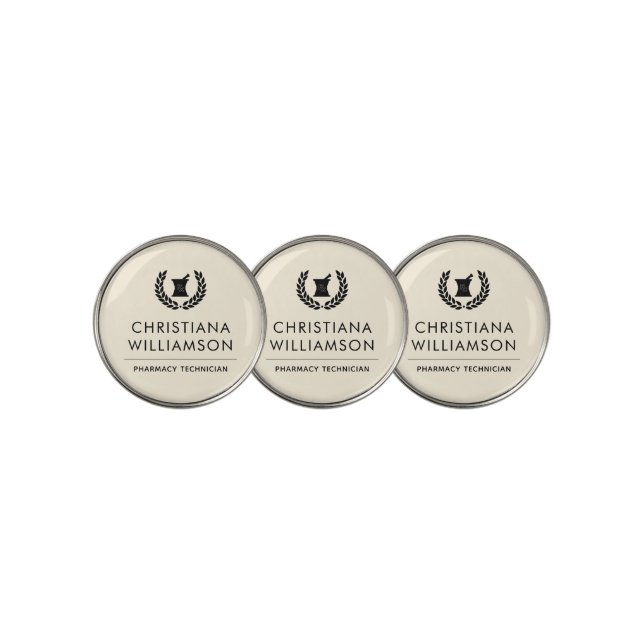 Custom Elegant Pharmacist Pharmacy Tech Staff Golf Ball Marker (3 Up)