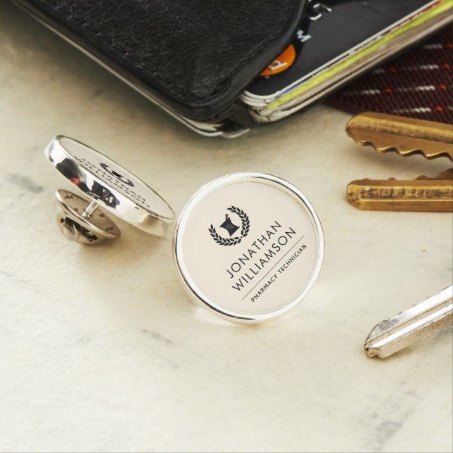 Custom Elegant Pharmacist Pharmacy Tech Staff Lapel Pin (In Situ)