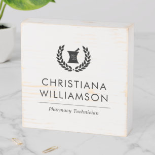 Custom Elegant Pharmacist Pharmacy Tech Staff Wooden Box Sign