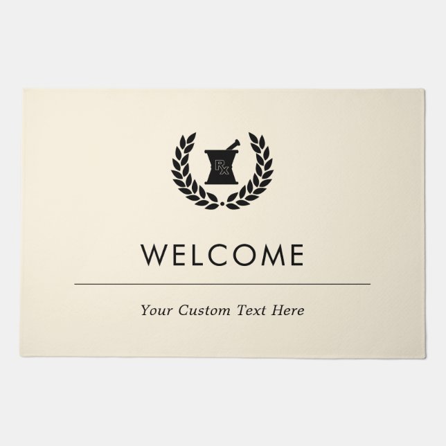 Custom Elegant Pharmacy Symbol Doormat (Front)