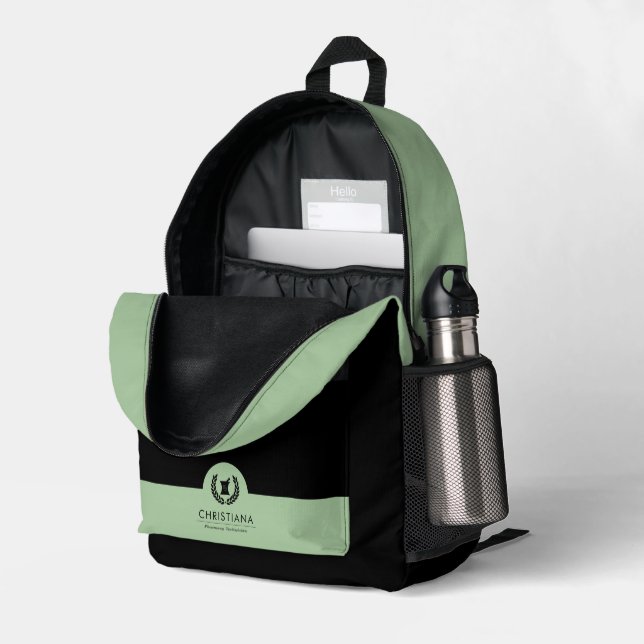 Custom Elegant Pharmacy Symbol Printed Backpack (Back Corner Right (Open))