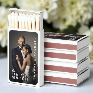 Custom Elegant Photo Wedding or Engagement Matchboxes