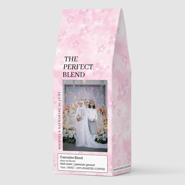 Custom Elegant Photo Wedding or Engagement Roasted Coffee (Front)