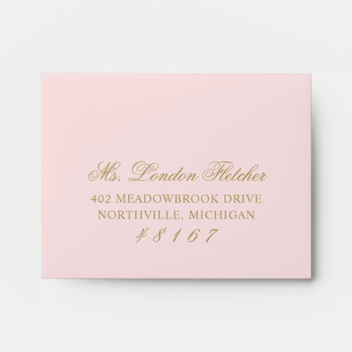 Custom Elegant Pink and Gold Wedding Response Envelope