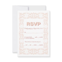 Custom elegant pink lace RSVP card for wedding