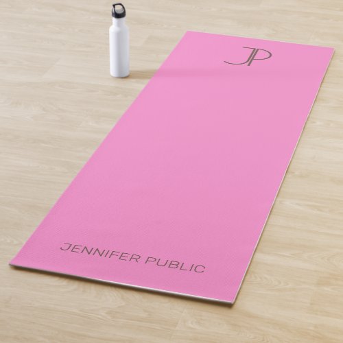 Custom Elegant Pink Monogrammed Trendy Yoga Mat