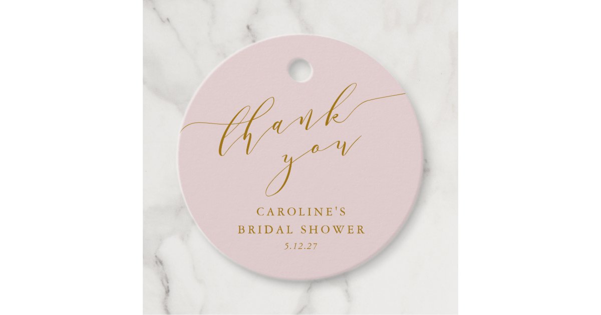 Custom Elegant Pink Script Thank You Bridal Shower Favor Tags | Zazzle