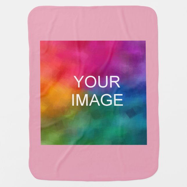 Custom Elegant Pink Template Add Image Photo Baby Baby Blanket (Front)