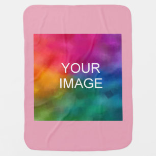 Custom Elegant Pink Template Add Image Photo Baby Blanket