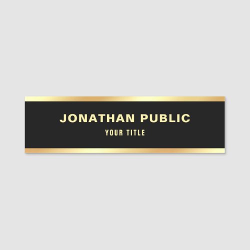 Custom Elegant Professional Black  Gold Template Name Tag
