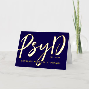Custom Elegant PsyD Doctor of Psychology Modern Foil Greeting Card