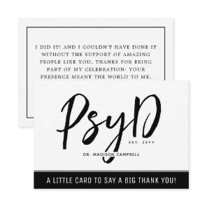 Custom Elegant PsyD Doctor of Psychology Thank You Card