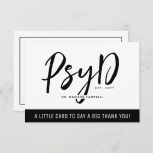Custom Elegant PsyD Doctor of Psychology Thank You Card