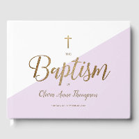 Custom Elegant Purple gold Cross Baby Baptism 