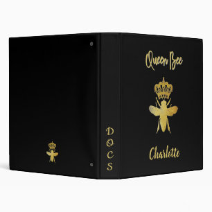 Custom Elegant QUEEN BEE Gold Black Esthetic in 3 Ring Binder