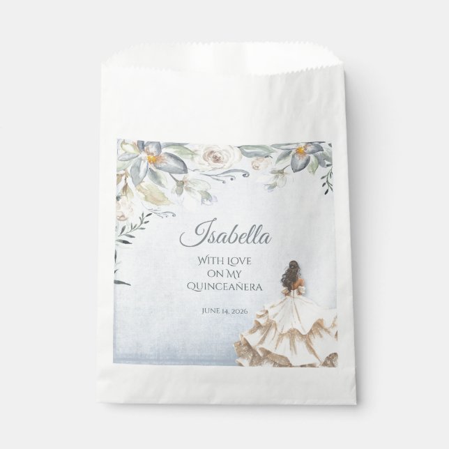 Custom Elegant Quinceañera 15th Birthday Favor Bag (Front)
