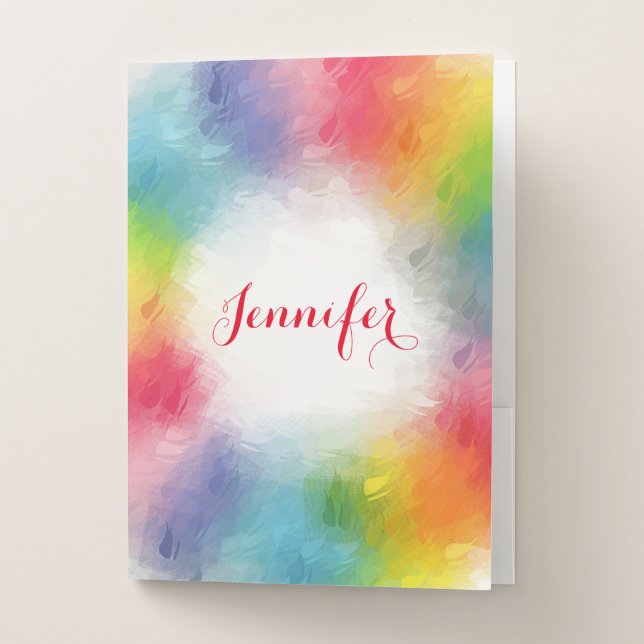 Custom Elegant Rainbow Colors Modern Template Pocket Folder (Front)