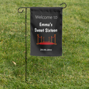 Custom Elegant Red Carpet Hollywood Sweet 16 Garden Flag