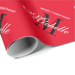 Custom elegant red name monogram Merry Christmas Wrapping Paper<br><div class="desc">Custom elegant red name monogram Merry Christmas Wrapping Paper. Monogrammed gift wrap with stylish typography. Add your own name initial letter and Holiday greeting. Classy personalized design for men, women and kids. Available in matte and glossy rolls. Stylish packaging accessories and wrapping supplies. Also great for Birthday, wedding party, anniversary,...</div>