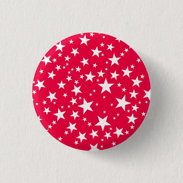 Custom Elegant Red White Stars Christmas Template Button (Front)