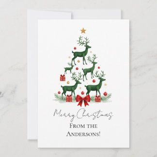 Custom Elegant Reindeer Tree Christmas Card