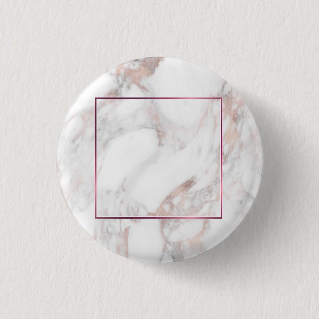 Custom Elegant Rose Gold Marble Blank Template Button (Front)