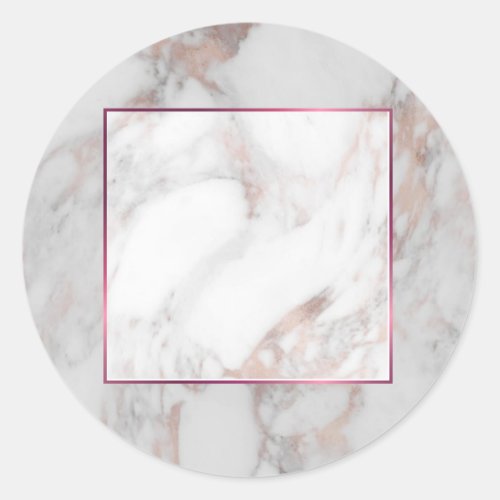Custom Elegant Rose Gold Marble Blank Template Classic Round Sticker
