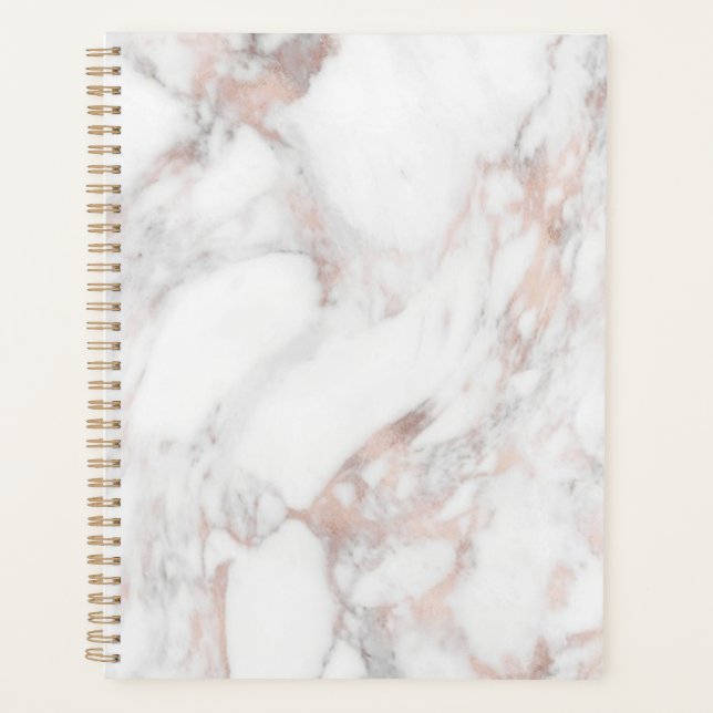 Custom Elegant Rose Gold Marble Blank Template Planner (Front)