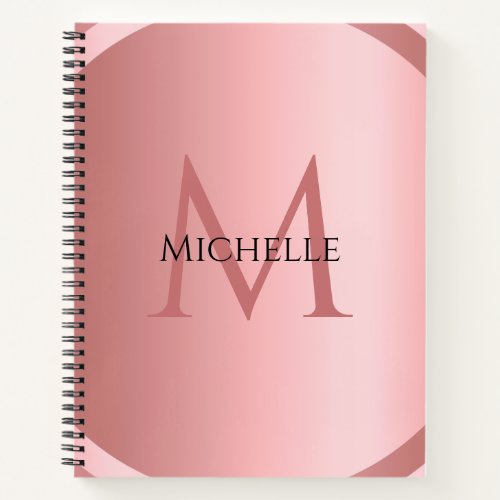 Custom Elegant Rose Gold Monogram Modern Template Notebook