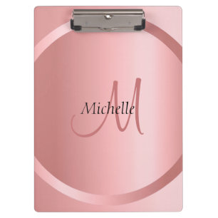 Custom Elegant Rose Gold Monogram Template Clipboard
