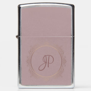 Custom Elegant Rose Gold Monogram Template Zippo Lighter