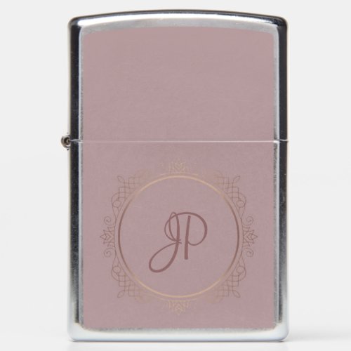 Custom Elegant Rose Gold Monogram Template Zippo Lighter