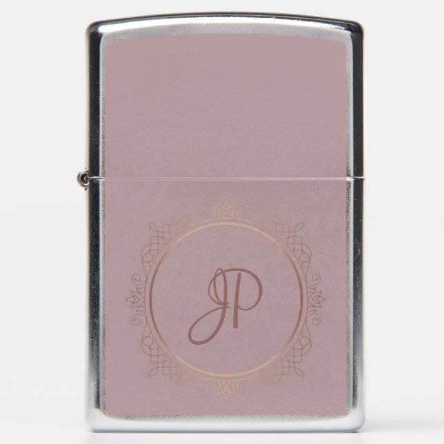 Custom Elegant Rose Gold Monogram Template Zippo Lighter (Front)