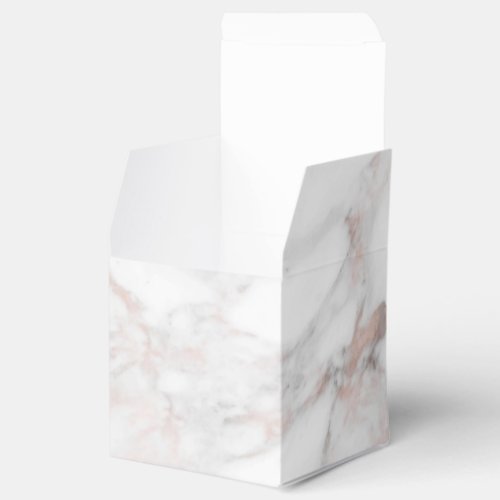 Custom Elegant Rose Gold White Marble Template Favor Boxes