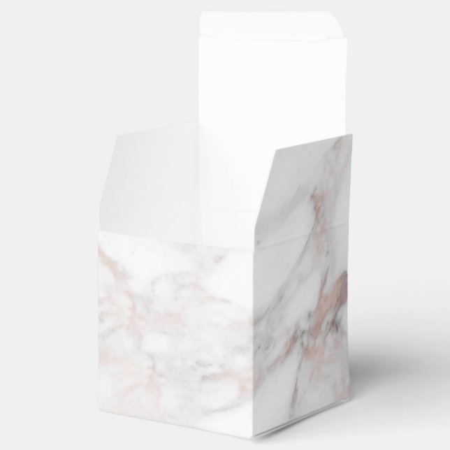 Custom Elegant Rose Gold White Marble Template Favor Boxes (Opened)