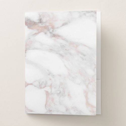 Custom Elegant Rose Gold White Marble Trendy Pocket Folder