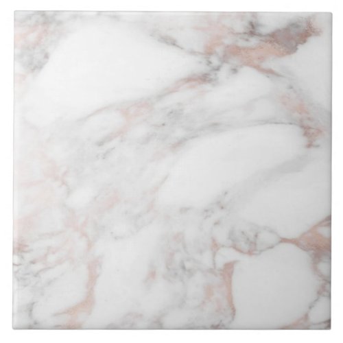 Custom Elegant Rose Gold White Template Marble Ceramic Tile