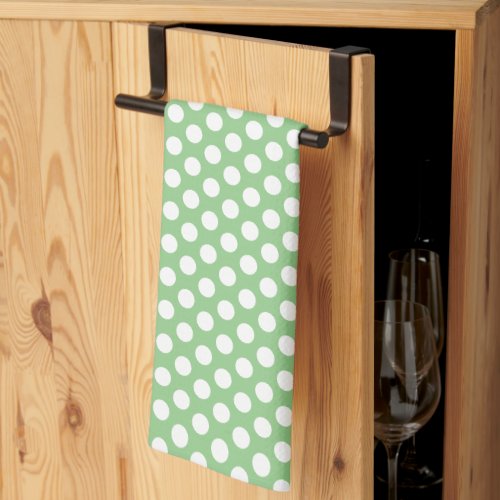 Custom Elegant Rustic Polka Dots Green Template Kitchen Towel