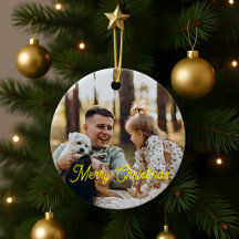 Custom Elegant Script 2-Sided Photo Christmas