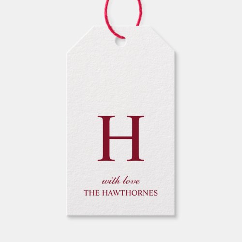 Custom Elegant Script Classic Monogram Gift Tags