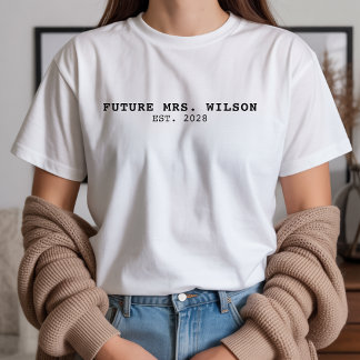 Custom Elegant Script Engagement Shirt for Fiancée