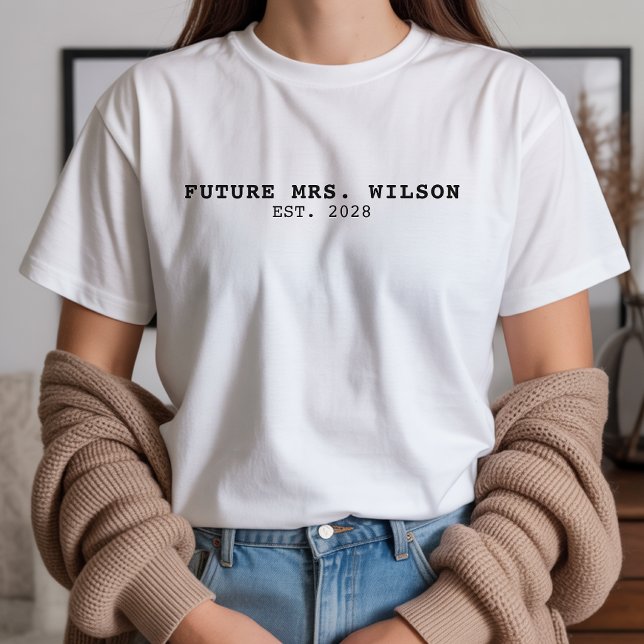 Custom Elegant Script Engagement Shirt for Fiancée (personalized bride to be shirt, future wife shirt personalized gift, bachelorette party bride shirt)