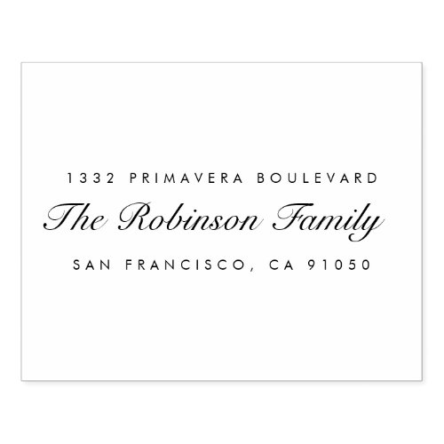 Custom Elegant Script Family Name Return Address Rubber Stamp