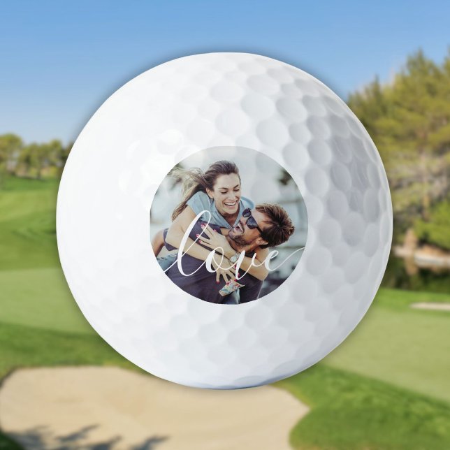 Custom Elegant Script Love Photo Golf Balls (Custom Elegant Script Love Photo Golf Balls)