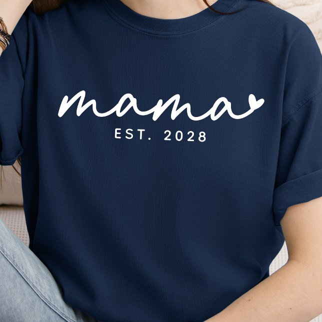 Custom Elegant Script Mama Shirt Mothers Day Gift (modern mom shirt gift, new mom gift shirt, first mothers day shirt gift, personalized mom life shirt)